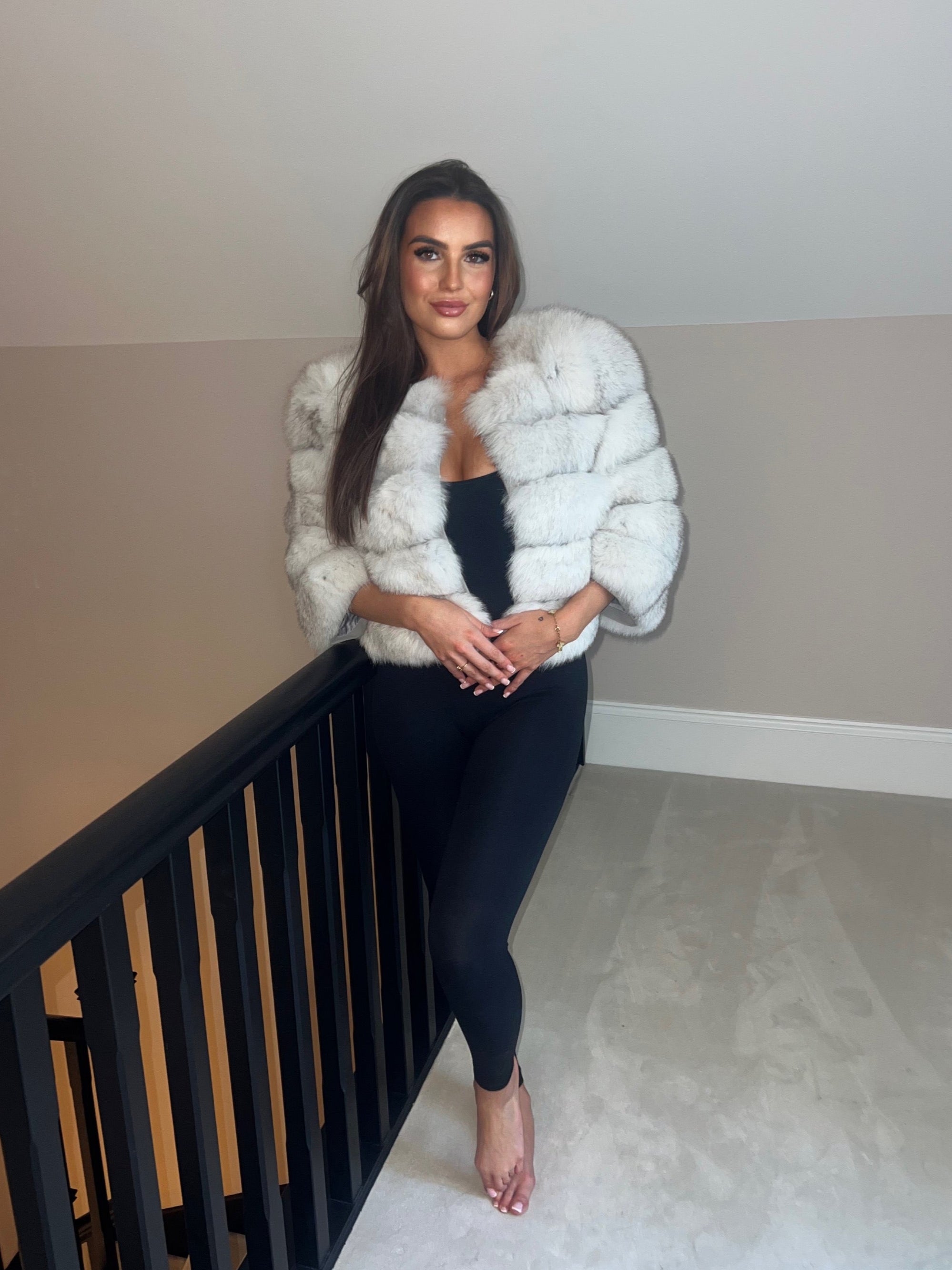 Timeless Fox Fur Coat - White Grey