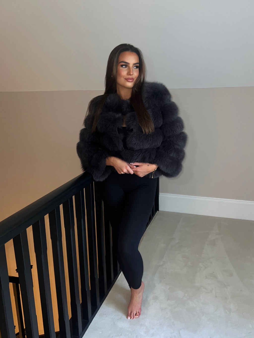 Timeless Fox Fur Coat - Dark Grey