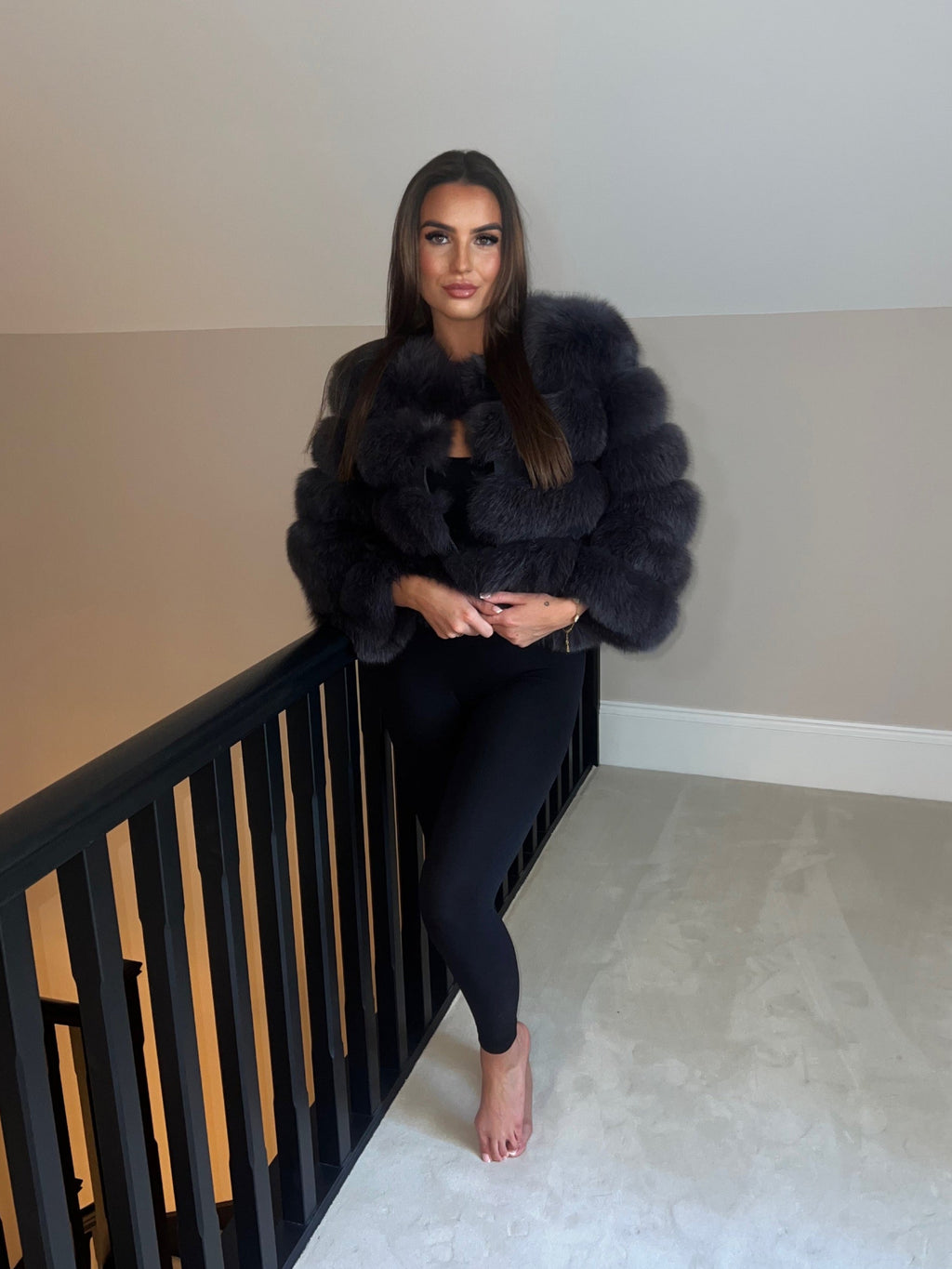 Timeless Fox Fur Coat - Dark Grey