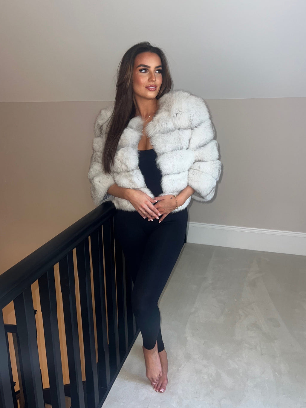 Timeless Fox Fur Coat - White Grey